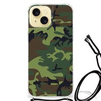 Apple iPhone 15 Doorzichtige Silicone Hoesje Army Dark - thumbnail