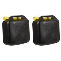 2x Zwarte jerrycans/watertanks met schenktuit 20 liter - thumbnail