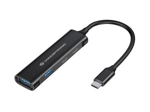 Conceptronic HUBBIES12B interface hub USB 3.2 Gen 1 (3.1 Gen 1) Type-C 5000 Mbit/s Zwart