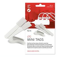 LABEL THE CABLE Kabellabels met Klittenbandsluiting voor Perfect Kabelmanagment - Kabelmarkering voor Kabelorganisatie - LTC MINI TAGS - 10 Stuks - Wit - LTC 2520