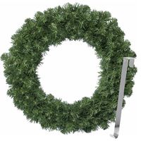 Kerstkrans 50 cm - groen - met zilveren hanger/ophanghaak - kerstversiering - thumbnail