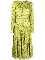 PINKO robe volantée mi-longue à pois - Vert