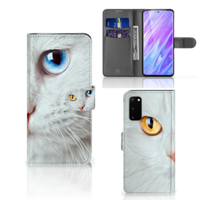 Samsung Galaxy S20 Telefoonhoesje met Pasjes Witte Kat