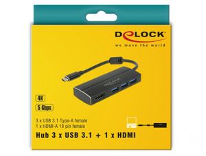 DeLOCK 63931 laptop dock & poortreplicator USB 3.2 Gen 1 (3.1 Gen 1) Type-C Zwart