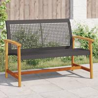 Tuinbank 112 cm poly rattan en acaciahout zwart - thumbnail