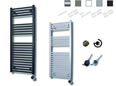 Sanicare elektrische design radiator 112x45cm wit met thermostaat zwart Sanicare elektrische design radiator 112x45cm wit met thermostaat zwart
