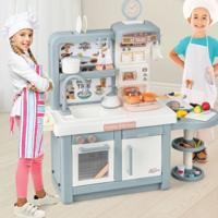 Kinderkeukenspeelset met Gootsteen Oven Magnetron Gesneden Voedsel Fornuis met Stoom Echte Muziek Licht en Geluid Geschenkdoos