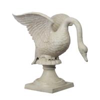 A CAST IRON SCULPTURE OF A SWAN ON BASE - thumbnail