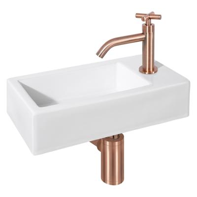 WC Fontein Hura Gebogen Kraan | Fonteinset met Witte Wastafel Koperen Kraan WC Fontein Hura Gebogen Kraan | Fonteinset met Witte Wastafel Koperen Kraan