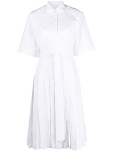 Thom Browne robe-chemise plissée à design asymétrique - Blanc