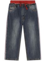 Dolce & Gabbana Kids jean droit à bande logo - Bleu