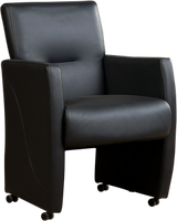 Donkerblauwe leren moderne eetkamerfauteuil Pleasure - Toledo Leer Pacific (donkerblauw leer)