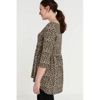 Simply Be top met dierenprint en plooien lichtbruin/bruin/zwart