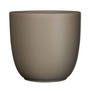 Bloempot mat taupe bruin keramiek voor kamerplant H16 x D17 cm