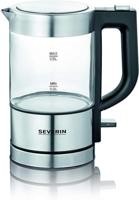 SEVERIN Mini glazen waterkoker 0,5 l, krachtige en compacte waterkoker in hoogwaardig design, elektrische waterkoker met kalkfilter, roestvrij staal/zwart, WK 3472