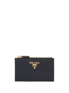 Prada porte-cartes en cuir Saffiano - Noir