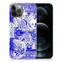 Silicone Back Case iPhone 12 Pro Max Angel Skull Blauw - thumbnail