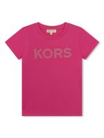 Michael Kors Kids t-shirt en coton à logo strassé - Rose - thumbnail