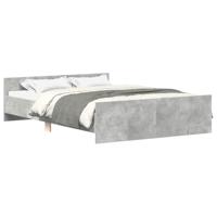 VidaXL Bedframe Met Hoofd- en Voeteneinde Betongrijs 150x200 cm, Boxspring, Bedbodem, Slaapkamermeubel, Stapelbed, Twijfelaar