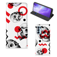 Mobiel BookCase OPPO Find X3 Lite Skull Red - thumbnail