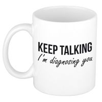 Keep talking diagnosing kado mok / beker wit - Psychologie geslaagd / afstudeer cadeau   - - thumbnail