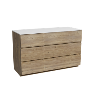 Storke Edge staand badmeubel 130 x 52 cm ruw eiken met Tavola enkel of dubbel wastafelblad in solid surface mat wit