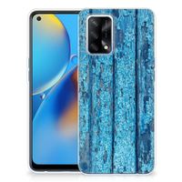 OPPO A74 4G Bumper Hoesje Wood Blue - thumbnail