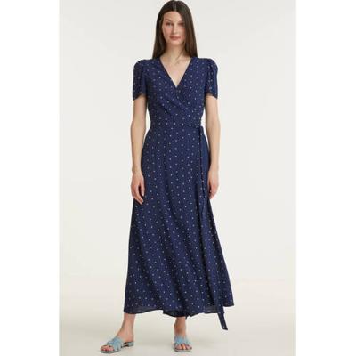 Minimum maxi wikkeljurk Elastica met stippen en plooien marine