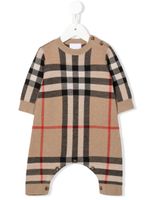 Burberry Kids body en maille fine à carreaux - Marron