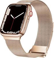 By Qubix - Milanese band - Champagne/rosé goud - Extra sterke magneet - Compatible met Apple Watch 38mm / 40mm / 41mm / 42mm - Compatible Apple