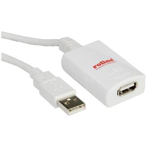 ROLINE Aktieve USB 2.0 verlengkabel, wit 5m