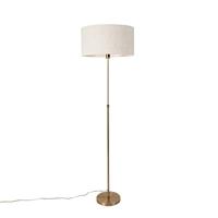 QAZQA - Design Vloerlamp verstelbaar brons met kap lichtgrijs 50 cm - Parte | Woonkamer | Slaapkamer | Keuken - Staal Rond - E27 Geschikt voor LED - Max. 1 x 60 Watt