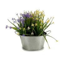 Arte r plantenpot/bloempot teil- zink - zilver - D20 x H15 cm   -