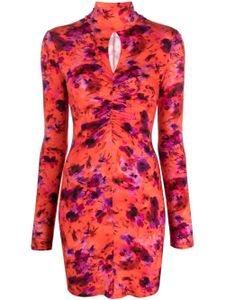 Patrizia Pepe floral-print ruched minidress - Orange