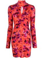 Patrizia Pepe floral-print ruched minidress - Orange