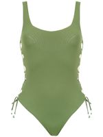 Amir Slama lace up detail swimsuit - Vert - thumbnail