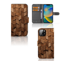 Book Style Case voor Apple iPhone 14 Wooden Cubes - thumbnail