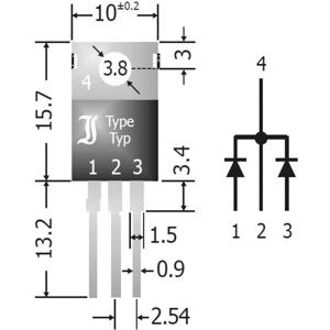 Diotec SBCT2040 Schottky diode array gelijkrichter 20 A SIP-3 Array - 1 paar gemeenschappelijke kathode