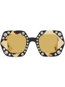 Gucci Eyewear lunettes de soleil carrées à ornements en cristal - Noir