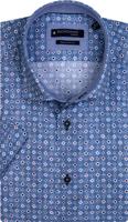 Giordano Overhemd Blauw Korte Mouwen Kleur Print Button Down