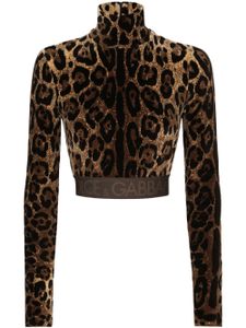 Dolce & Gabbana blouse imprimée à col montant - Marron