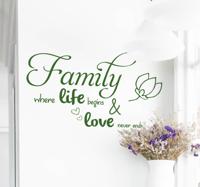 Tekst muursticker family & love