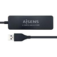 AISENS - A104-0402 - HUB USB 2.0, type A/M-4xtype A/H, zwart, 30 cm