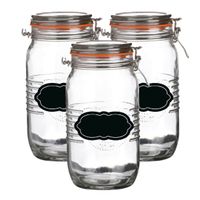 Weckpot/inmaakpot - 6x - 1.5L - glas - met beugelsluiting - incl. etiketten