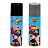 Carnaval verkleed haar verf/spray zwart/zilver 125 ml - thumbnail