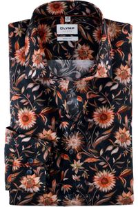 OLYMP Level Five Body Fit Overhemd oranje/blauw, Bloemen