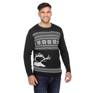 Foute kersttrui - grijs - rendier - acryl - voor volwassenen - kersttruien 56 (2XL)  -