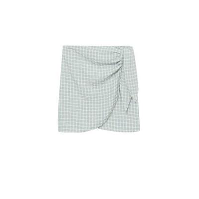 Mango geruite pareo met ruches lichtgroen/wit