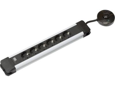 Bachmann 330.142 Stekkerdoos met schakelaar 6-voudig Zwart, Zilver Randaarde stekker 1 stuk(s)