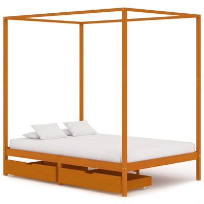 vidaXL Hemelbedframe met 2 lades massief grenenhout 120x200 cm